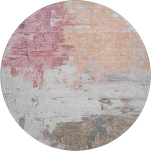 HomeRoots 8' X 10' Washable Abstract Area Rug in Salmon, Ivory & Brown – Durable, Stain-Resistant & UV Protected 709936