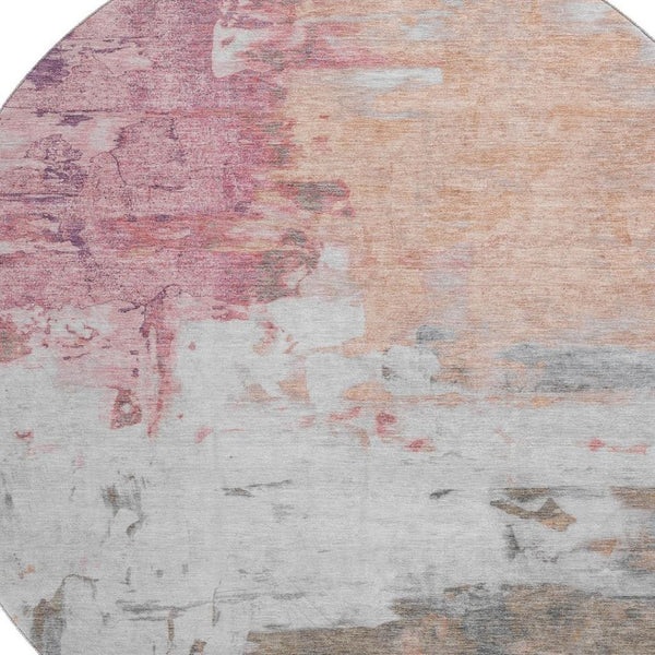 HomeRoots 8' X 10' Washable Abstract Area Rug in Salmon, Ivory & Brown – Durable, Stain-Resistant & UV Protected 709936