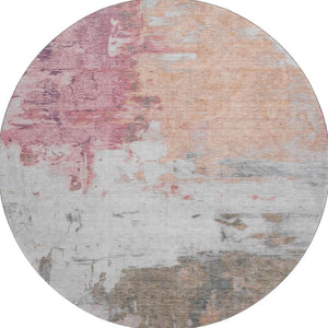 HomeRoots 8' X 10' Washable Abstract Area Rug in Salmon, Ivory & Brown – Durable, Stain-Resistant & UV Protected 709936