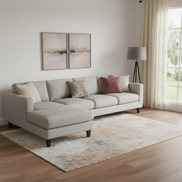 HomeRoots 10' Salmon Ivory & Brown Abstract Area Rug - Washable, UV Protected, Ideal for Kids & Pets! 709938