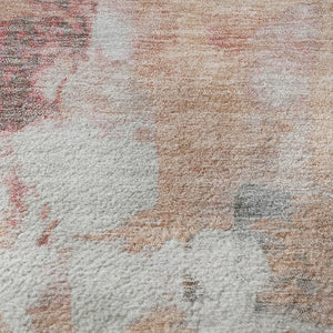 HomeRoots 10' Salmon Ivory & Brown Abstract Area Rug - Washable, UV Protected, Ideal for Kids & Pets! 709938