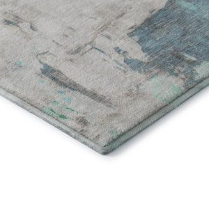 HomeRoots 5' Teal Green & Ivory Abstract Area Rug – Washable, UV Protected, Durable for Family Homes & Kids 709940
