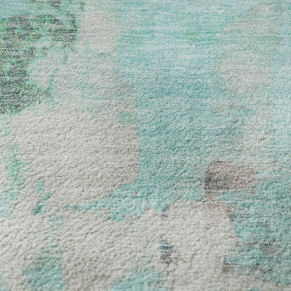 HomeRoots 8' X 10' Teal Green and Ivory Abstract Area Rug - Washable, Stain Resistant, UV Protected for Homes 709942