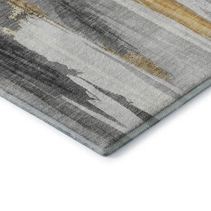HomeRoots 5' Abstract Washable Area Rug in Black, Gray & Brown - UV Protected, Durable, Stylish Design for Homes 709946