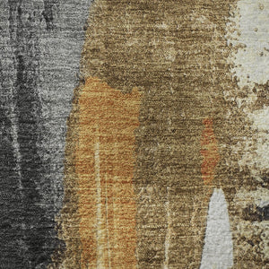 HomeRoots 5' Abstract Washable Area Rug in Black, Gray & Brown - UV Protected, Durable, Stylish Design for Homes 709946
