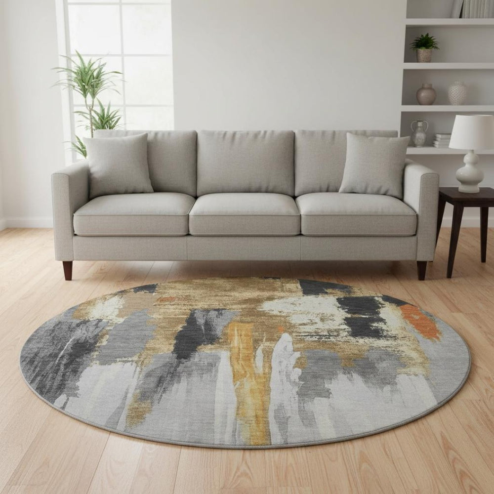 HomeRoots 8' X 10' Abstract Washable Area Rug in Black, Gray & Brown - UV Protected, Stain-Resistant & Soft! 709948