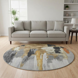 HomeRoots 8' X 10' Abstract Washable Area Rug in Black, Gray & Brown - UV Protected, Stain-Resistant & Soft! 709948
