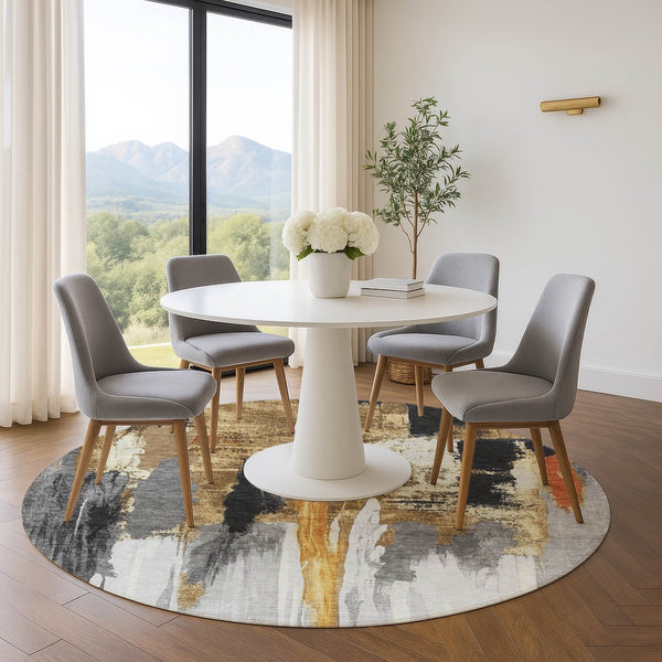 HomeRoots 8' X 10' Abstract Washable Area Rug in Black, Gray & Brown - UV Protected, Stain-Resistant & Soft! 709948
