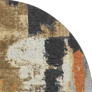 HomeRoots 8' X 10' Abstract Washable Area Rug in Black, Gray & Brown - UV Protected, Stain-Resistant & Soft! 709948
