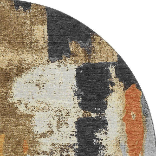HomeRoots 8' X 10' Abstract Washable Area Rug in Black, Gray & Brown - UV Protected, Stain-Resistant & Soft! 709948