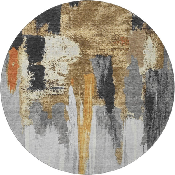 HomeRoots 8' X 10' Abstract Washable Area Rug in Black, Gray & Brown - UV Protected, Stain-Resistant & Soft! 709948