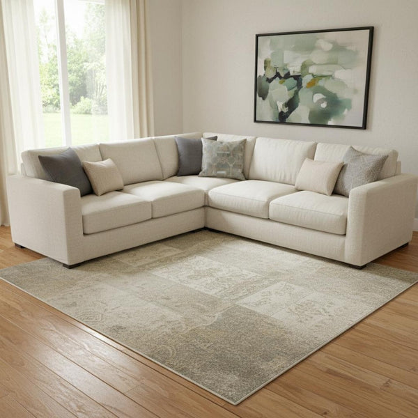 HomeRoots 9' X 12' Modern Abstract Washable Area Rug in Black, Gray & Brown with UV Protection for Durability 709949