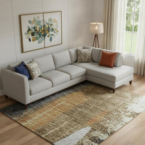 HomeRoots 10' Black Gray Brown Abstract Washable Area Rug - Durable, Stain-Resistant with UV Protection! 709950