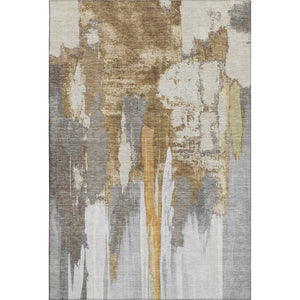 HomeRoots 5' X 8' Modern Abstract Area Rug in Ivory, Brown & Gray – Washable, UV Protected, Durable Design 709952
