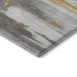 HomeRoots 5' X 8' Modern Abstract Area Rug in Ivory, Brown & Gray – Washable, UV Protected, Durable Design 709952