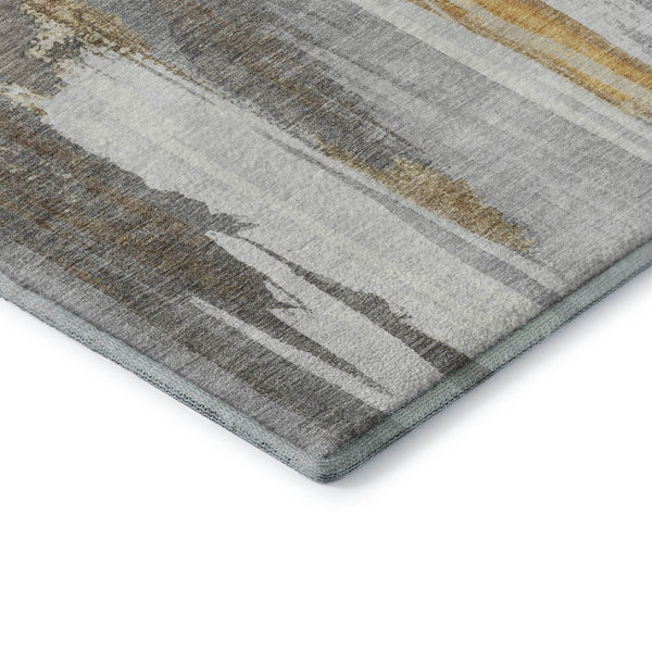 HomeRoots 5' X 8' Modern Abstract Area Rug in Ivory, Brown & Gray – Washable, UV Protected, Durable Design 709952