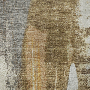 HomeRoots 5' X 8' Modern Abstract Area Rug in Ivory, Brown & Gray – Washable, UV Protected, Durable Design 709952