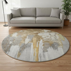 HomeRoots 8' X 10' Abstract Ivory Brown Gray Washable Area Rug – Durable, Stylish & UV Protected for All Spaces 709954