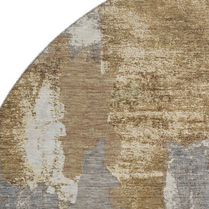 HomeRoots 8' X 10' Abstract Ivory Brown Gray Washable Area Rug – Durable, Stylish & UV Protected for All Spaces 709954