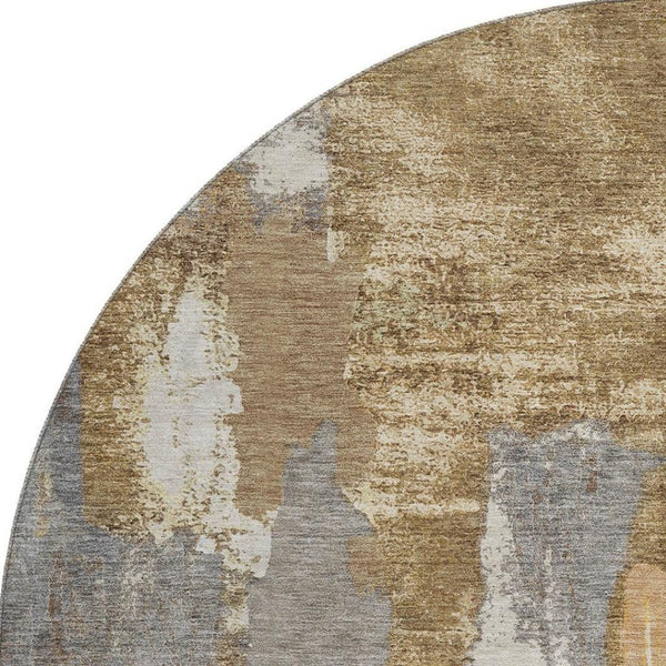 HomeRoots 8' X 10' Abstract Ivory Brown Gray Washable Area Rug – Durable, Stylish & UV Protected for All Spaces 709954