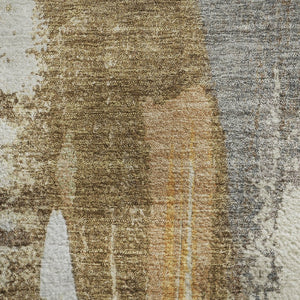 HomeRoots 9' X 12' Ivory Brown Gray Abstract Area Rug - Washable, Stain-Resistant, UV Protected for High Traffic Areas 709955