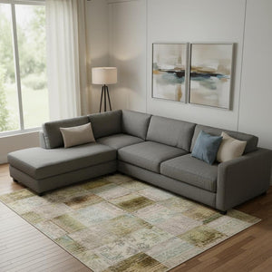 HomeRoots 10' X 14' Washable Abstract Area Rug in Ivory, Brown & Gray - UV Protected, Durable & Stylish! 709956