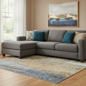 HomeRoots 9' X 12' Abstract Washable Area Rug in Navy Blue & Ivory - UV Protected, Stain Resistant & Durable Design 709961