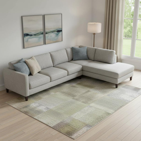 HomeRoots 10' Navy Blue, Ivory & Brown Abstract Washable Area Rug - UV Protected, Stain Resistant, Family-Friendly 709962