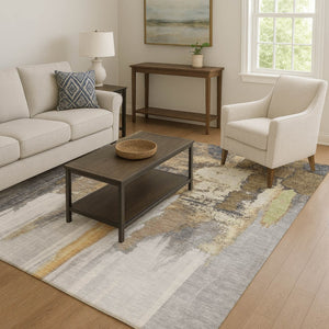HomeRoots 5' X 8' Contemporary Abstract Washable Area Rug - Durable, UV Resistant, Pet & Kid Friendly Design 709964