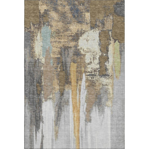HomeRoots 8' Washable Round Rug in Taupe, Ivory & Gray - Stylish, UV-Protected & Stain-Resistant Design! 709965