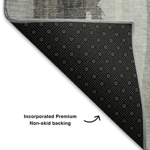 HomeRoots 8' X 10' Stylish Taupe Ivory and Gray Abstract Area Rug - Washable, UV Protected, Non-Slip Backing 709966