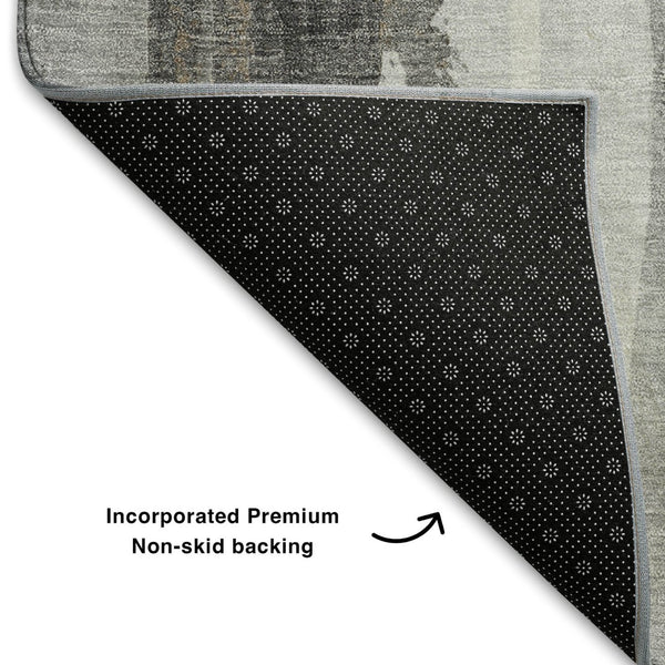 HomeRoots 8' X 10' Stylish Taupe Ivory and Gray Abstract Area Rug - Washable, UV Protected, Non-Slip Backing 709966
