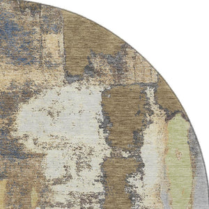 HomeRoots 8' X 10' Stylish Taupe Ivory and Gray Abstract Area Rug - Washable, UV Protected, Non-Slip Backing 709966