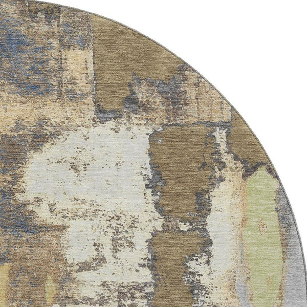 HomeRoots 8' X 10' Stylish Taupe Ivory and Gray Abstract Area Rug - Washable, UV Protected, Non-Slip Backing 709966