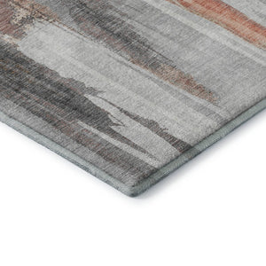 HomeRoots 5' X 8' Modern Terra Cotta Ivory & Gray Washable Area Rug with Stain Resistance & UV Protection 709970