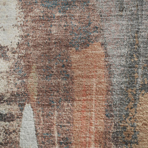 HomeRoots 5' X 8' Modern Terra Cotta Ivory & Gray Washable Area Rug with Stain Resistance & UV Protection 709970