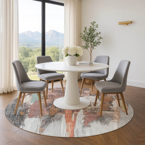 HomeRoots 8' X 10' Washable Terra Cotta, Ivory & Gray Abstract Area Rug with UV Protection for Modern Homes 709972