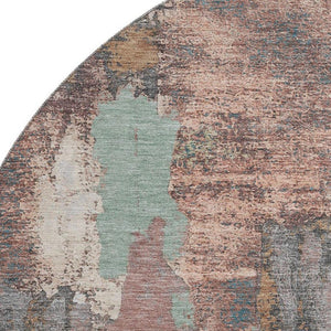 HomeRoots 8' X 10' Washable Terra Cotta, Ivory & Gray Abstract Area Rug with UV Protection for Modern Homes 709972