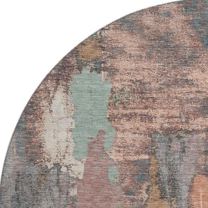 HomeRoots 8' X 10' Washable Terra Cotta, Ivory & Gray Abstract Area Rug with UV Protection for Modern Homes 709972