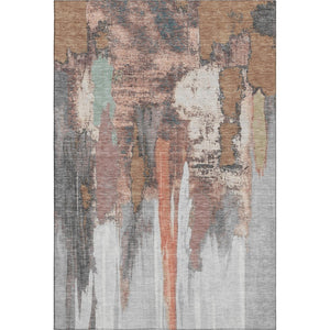 HomeRoots 9' X 12' Terra Cotta Abstract Washable Area Rug – UV-Resistant, Stain-Proof, Ideal for Busy Homes! 709973