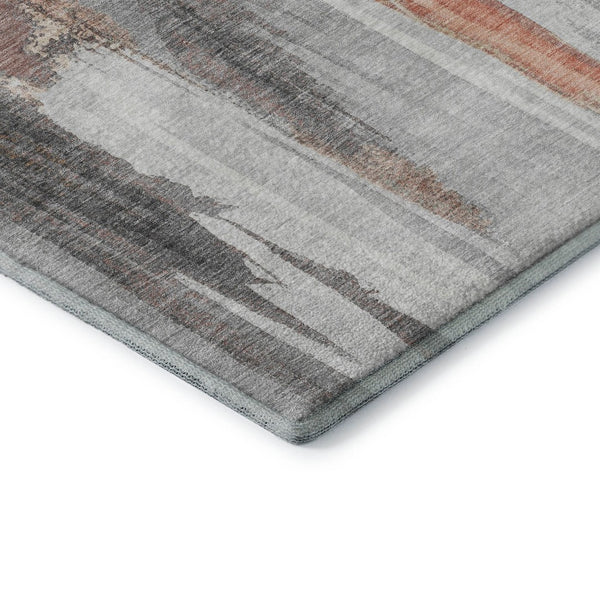 HomeRoots 9' X 12' Terra Cotta Abstract Washable Area Rug – UV-Resistant, Stain-Proof, Ideal for Busy Homes! 709973