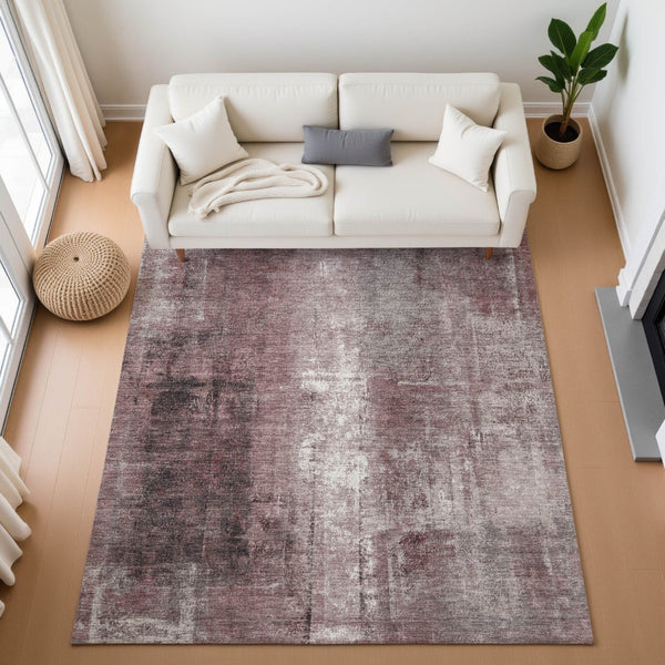 HomeRoots 5' X 8' Stylish Blush Charcoal Ivory Abstract Washable Area Rug with UV Protection for Homes 709976