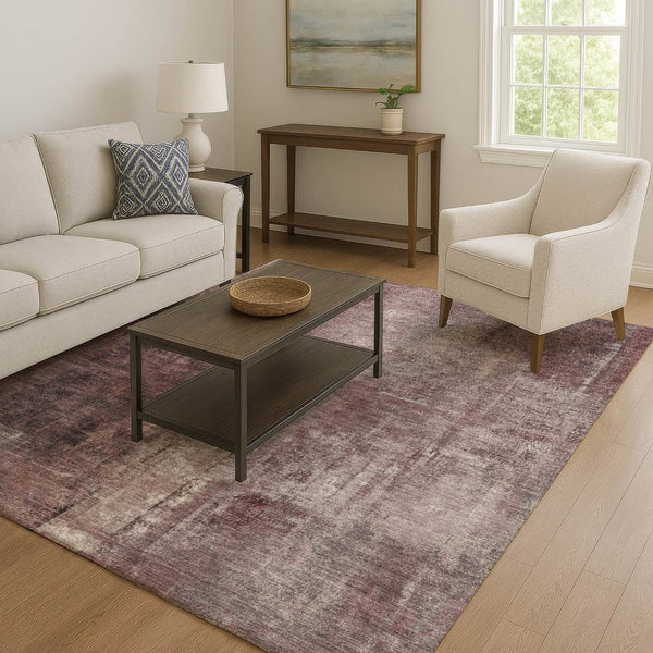 HomeRoots 5' X 8' Stylish Blush Charcoal Ivory Abstract Washable Area Rug with UV Protection for Homes 709976