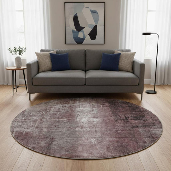 HomeRoots 8' X 10' Stylish Blush Charcoal Ivory Abstract Washable Area Rug with UV Protection & Non-Slip Backing 709978