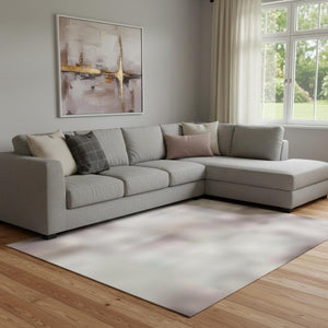 HomeRoots 9' X 12' Blush Charcoal Ivory Abstract Area Rug - Washable, Stain Resistant, UV Protected Style! 709979