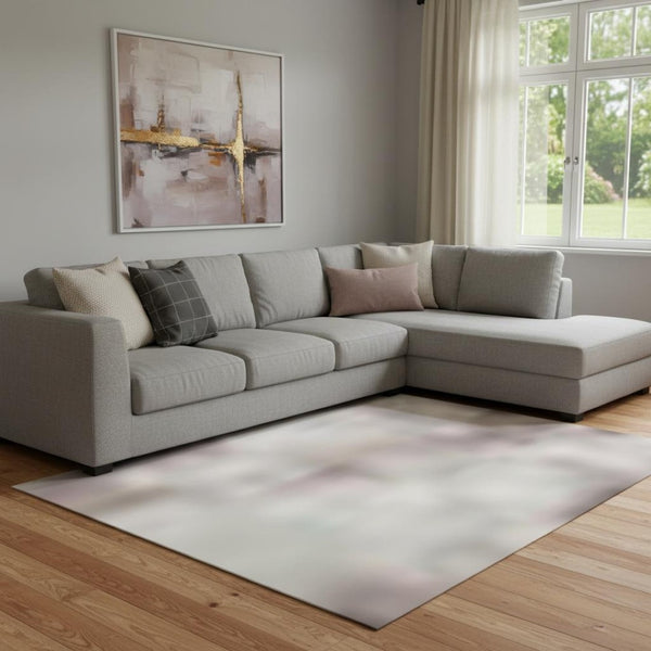 HomeRoots 9' X 12' Blush Charcoal Ivory Abstract Area Rug - Washable, Stain Resistant, UV Protected Style! 709979