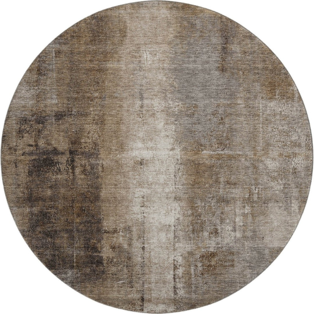 HomeRoots 8' X 10' Washable Abstract Area Rug in Brown, Gray, and Ivory - UV Protected, Stain Resistant Design 709984