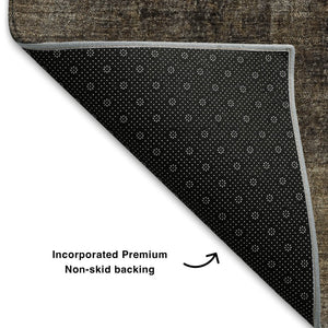HomeRoots 8' X 10' Washable Abstract Area Rug in Brown, Gray, and Ivory - UV Protected, Stain Resistant Design 709984