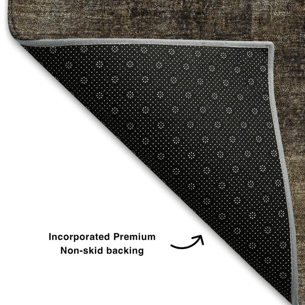 HomeRoots 8' X 10' Washable Abstract Area Rug in Brown, Gray, and Ivory - UV Protected, Stain Resistant Design 709984