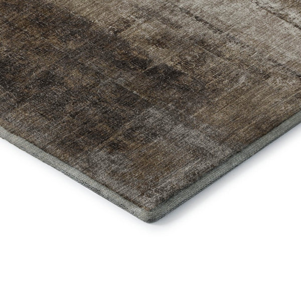 HomeRoots 8' X 10' Washable Abstract Area Rug in Brown, Gray, and Ivory - UV Protected, Stain Resistant Design 709984